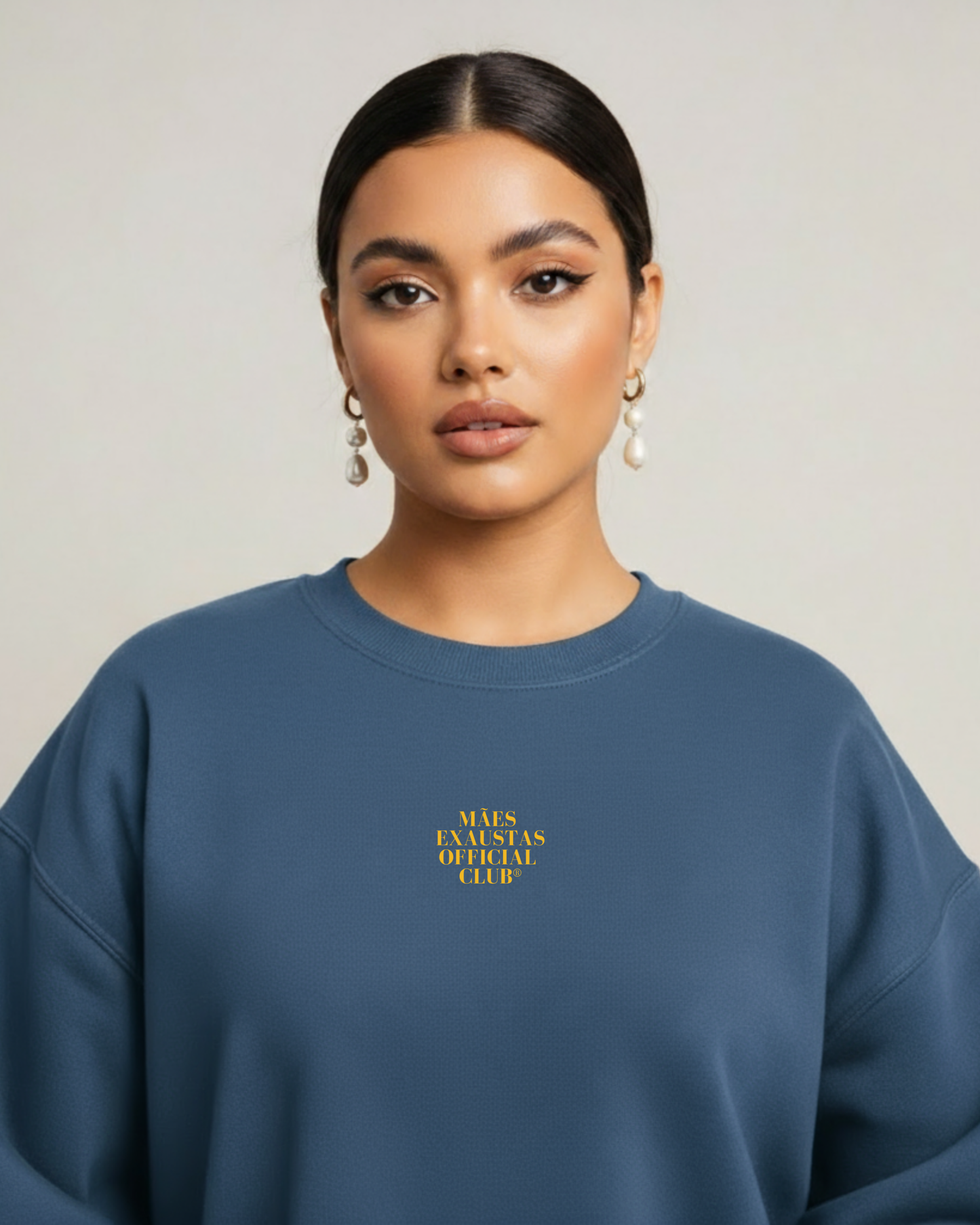 Sweatshirt Mães Exaustas Official Club® - Azul/Amarelo