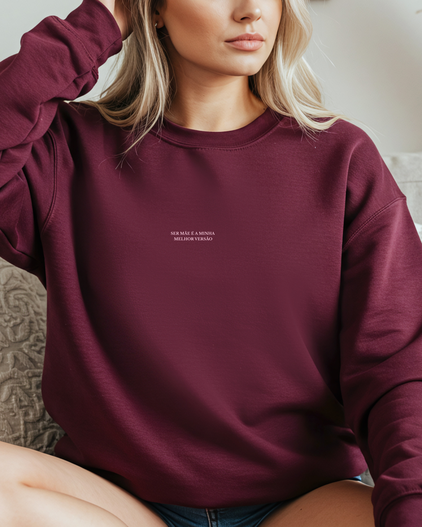 Sweatshirt Ser mãe é a minha melhor versão - Bordeaux/Rosa