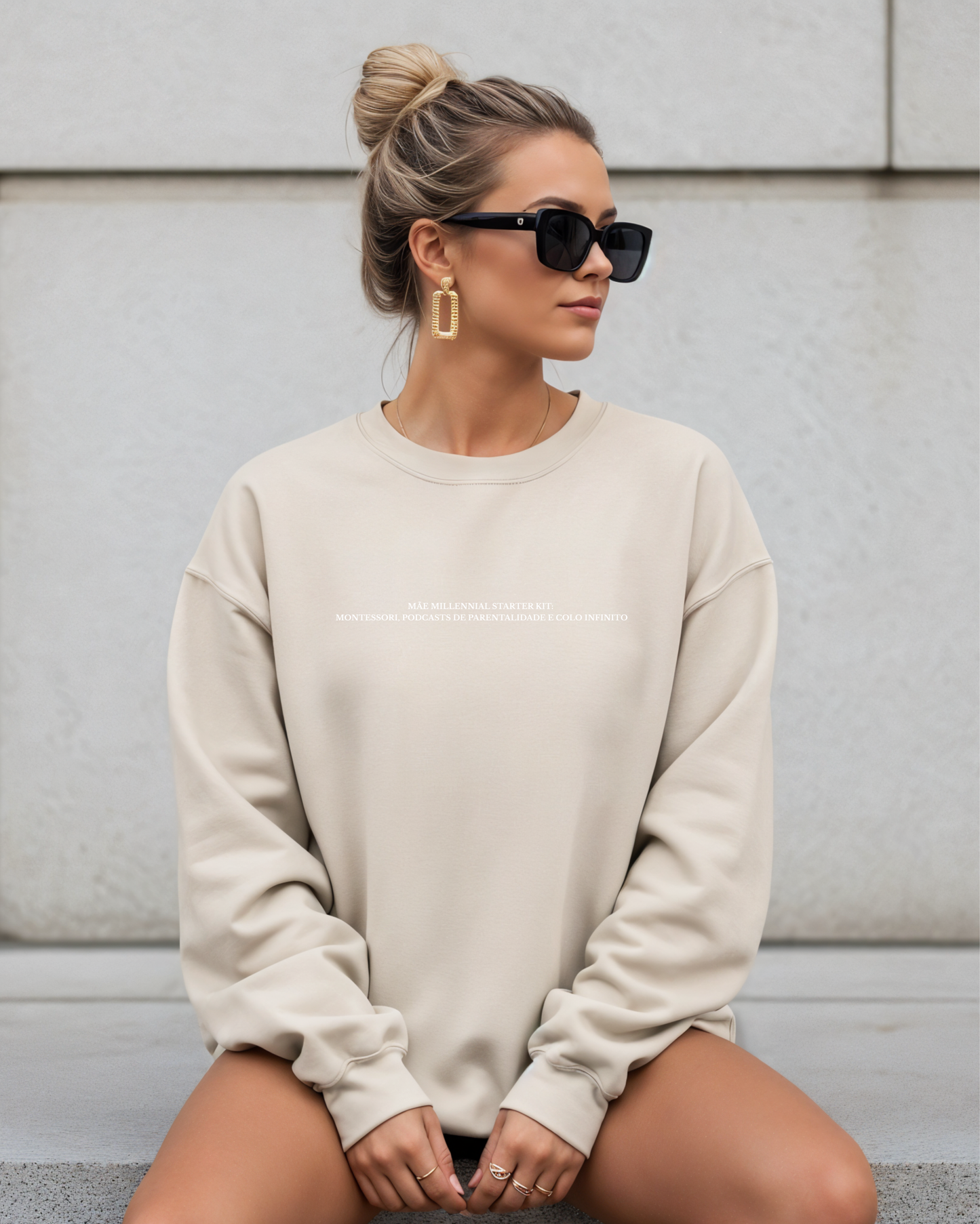 Sweatshirt Mãe Millennial Starter Kit #2 - Bege/Branco