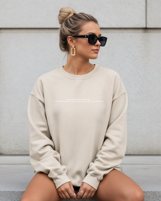 Sweatshirt Mãe Millennial Starter Kit #2 - Bege/Branco
