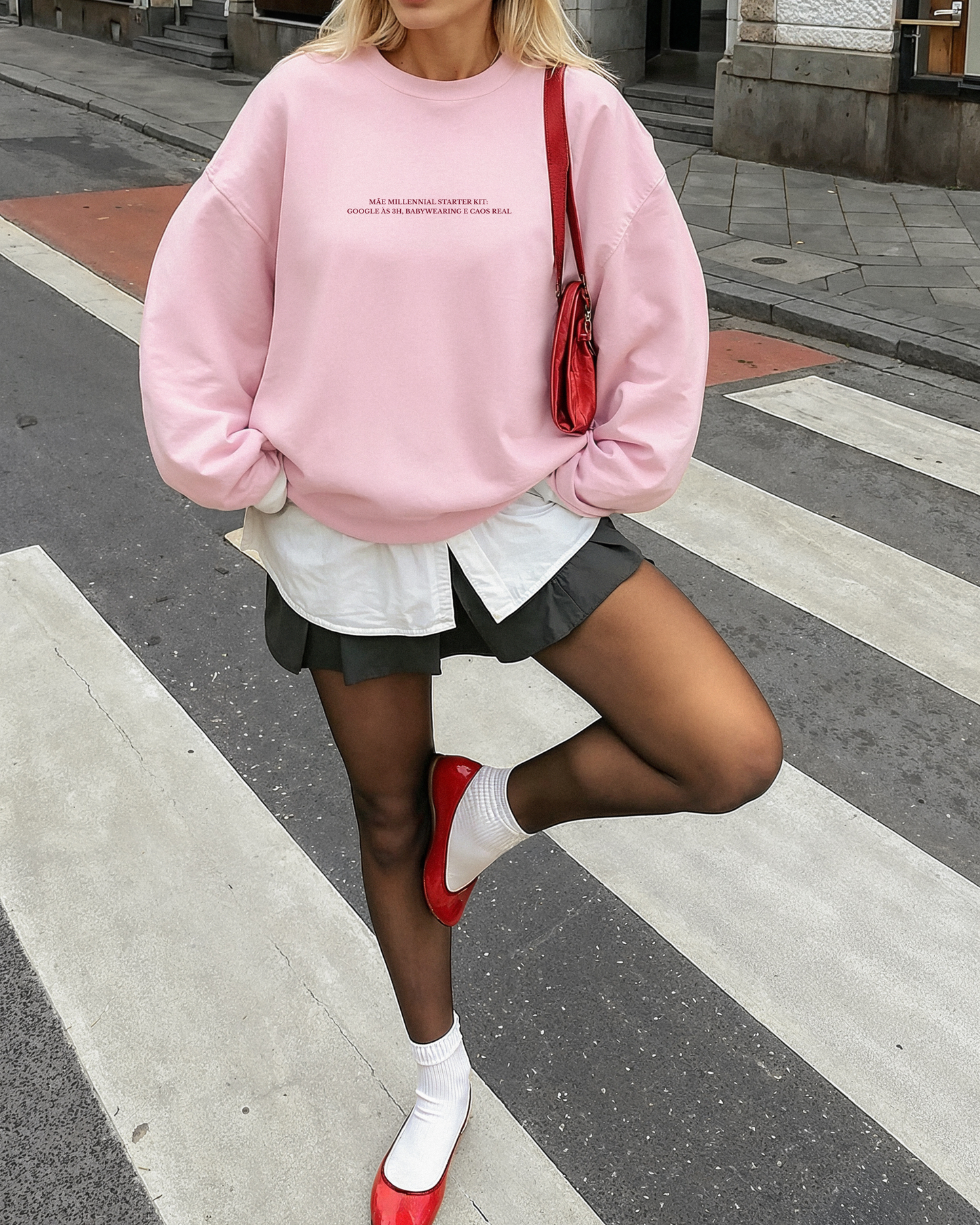 Sweatshirt Mãe Millennial Starter Kit #3 - Rosa/RosaVelho