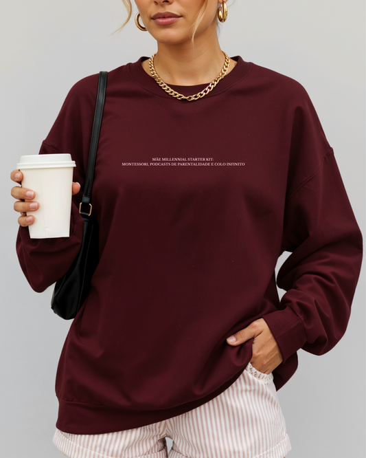 Sweatshirt Mãe Millennial Starter Kit #2 - Bordeaux/Rosa