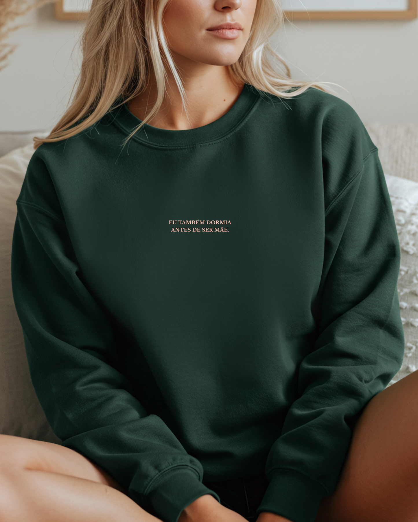 Sweatshirt Eu também dormia antes de ser mãe - Verde/Peach