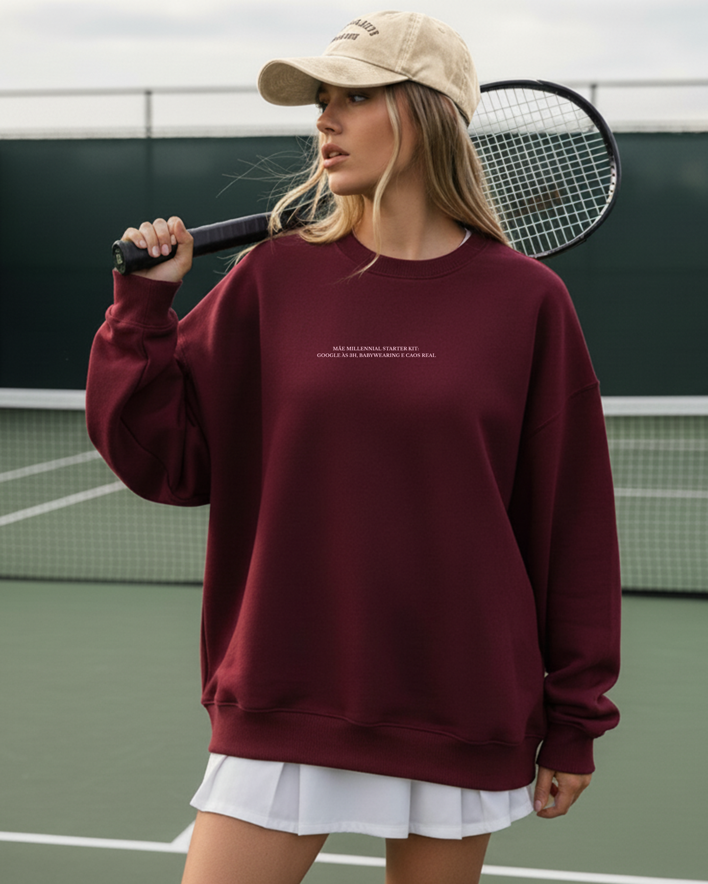 Sweatshirt Mãe Millennial Starter Kit #3 - Bordeaux/Rosa