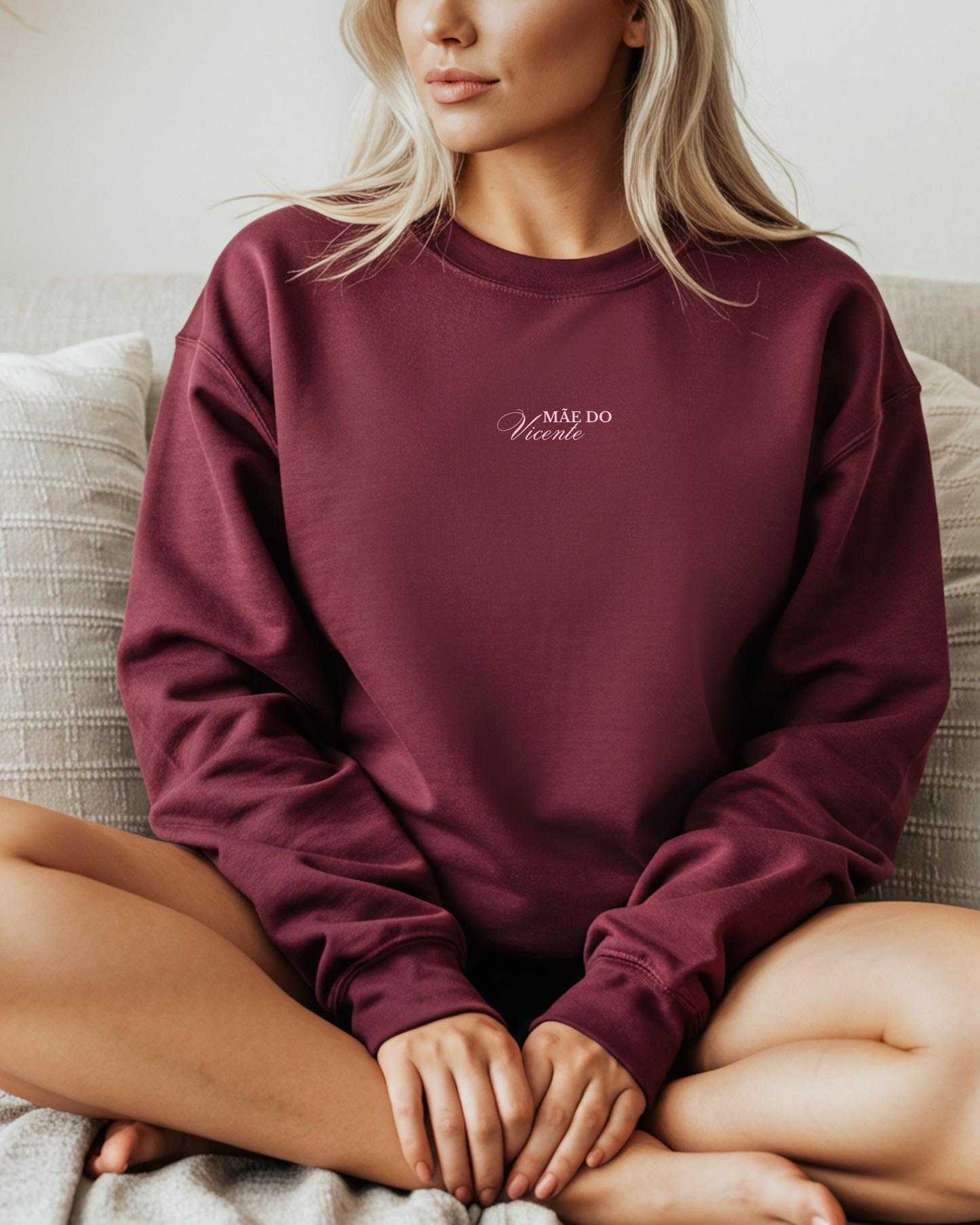 Sweatshirt Mãe do Vicente - Bordeaux/Rosa