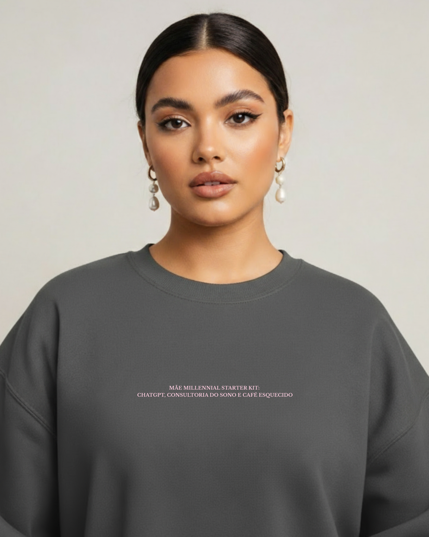 Sweatshirt Mãe Millennial Starter Kit #1 - Charcoal/Rosa
