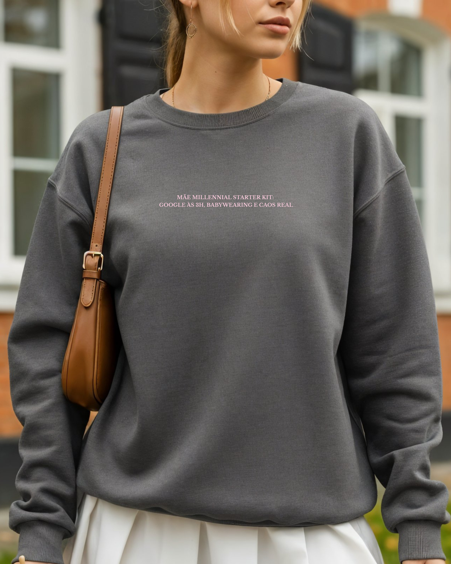 Sweatshirt Mãe Millennial Starter Kit #3 - Charcoal/Rosa