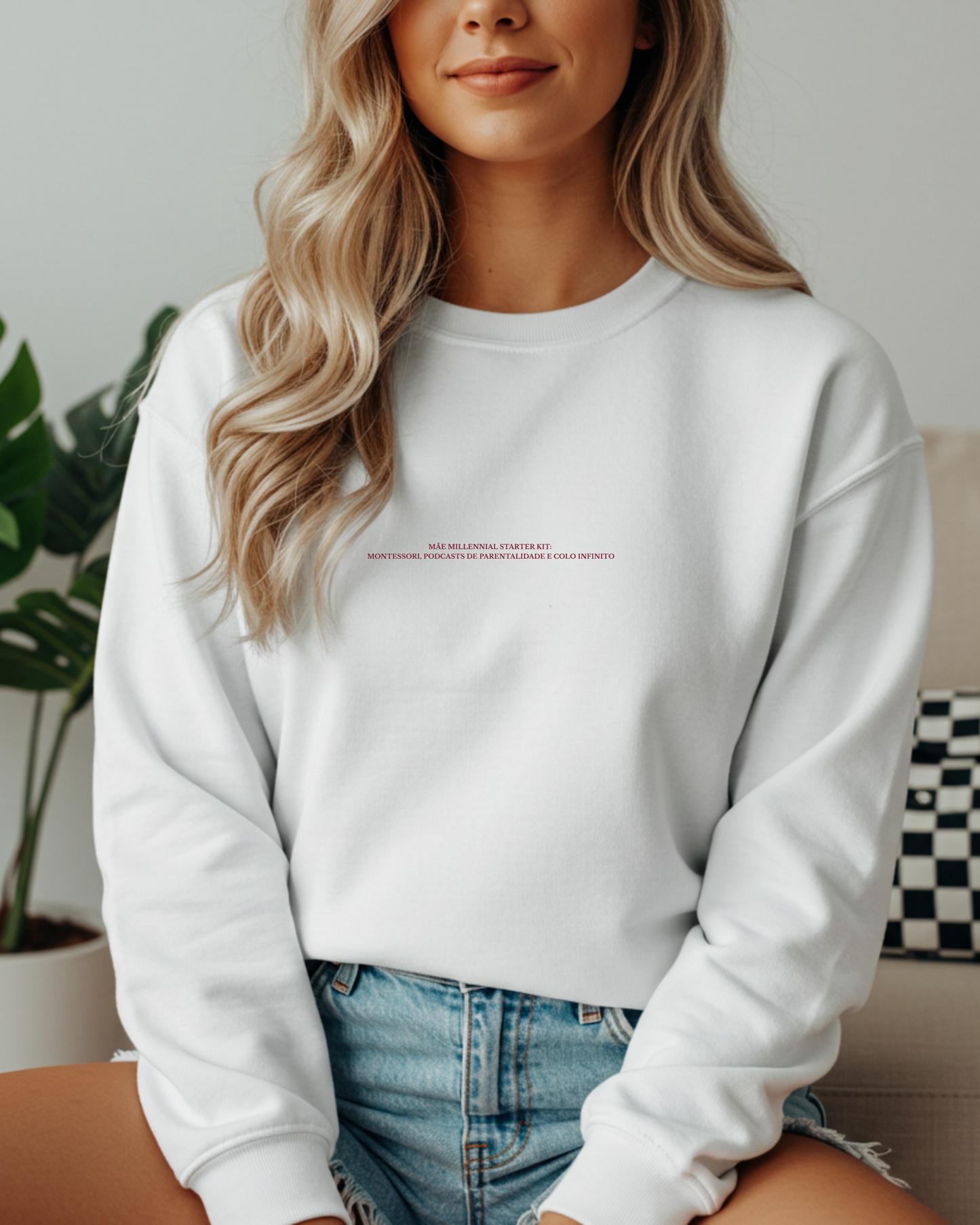 Sweatshirt Mãe Millennial Starter Kit #2 - Branco/Vermelho
