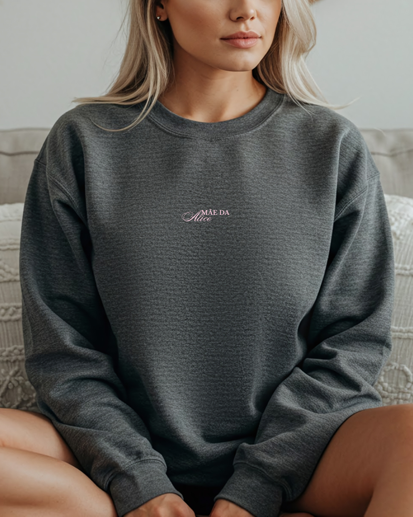 Sweatshirt Mãe da Alice - Charcoal/Rosa