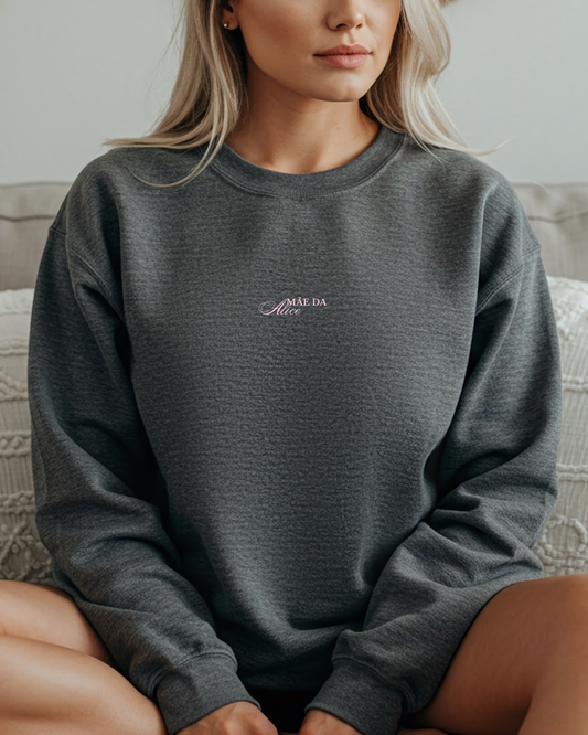 Sweatshirt Mãe da Alice - Charcoal/Rosa