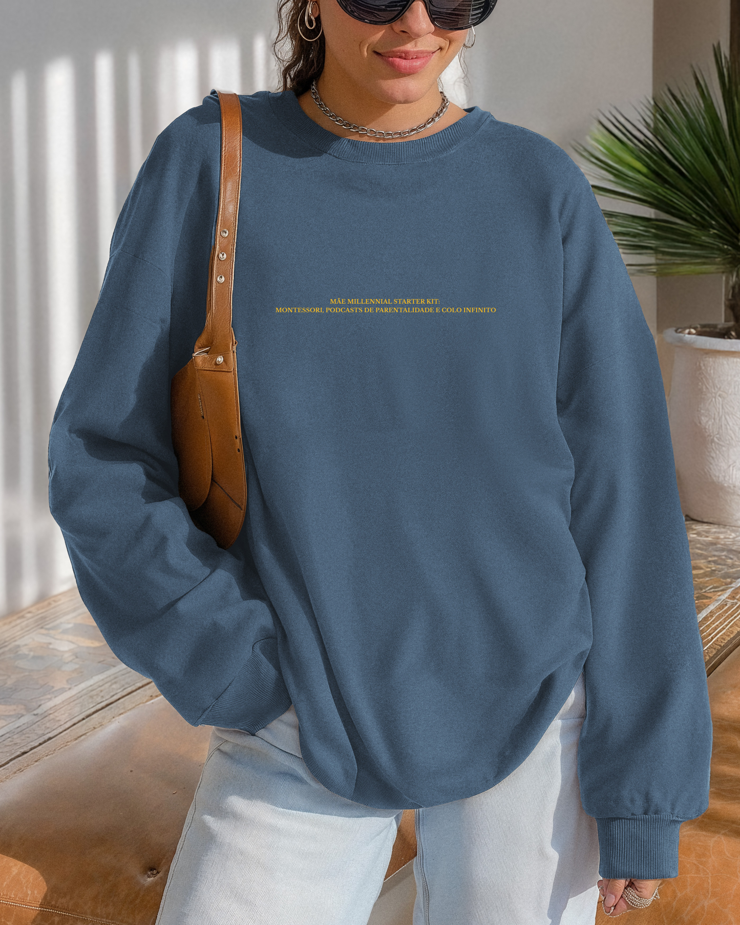 Sweatshirt Mãe Millennial Starter Kit #2 - Azul/Amarelo